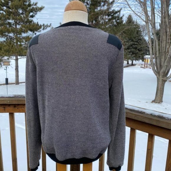 41Hawthorn Knit Tweed Moto Jacket Size L Faux Leather Trim Gray Black Full Zip - Picture 11 of 12